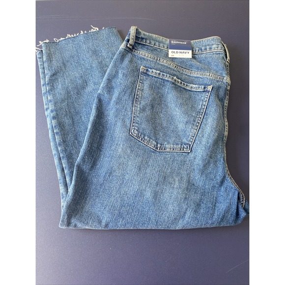Old Navy Boyfriend Jeans Womens 20 Mid Rise Distressed Stretch Raw Hem - Picture 12 of 13
